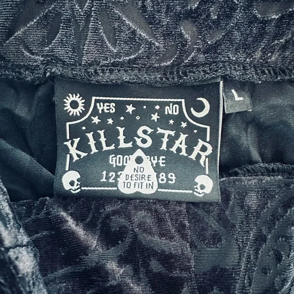 Killstar Genesis Lace Up Black Velvet Burnout Gothic Maxi Skirt - Picture 7 of 13